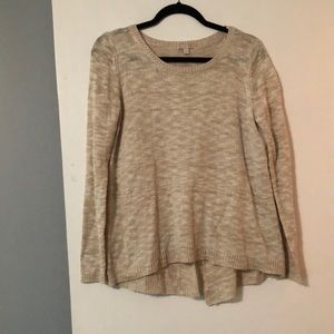 Tan long-sleeve top with open back; GB size M